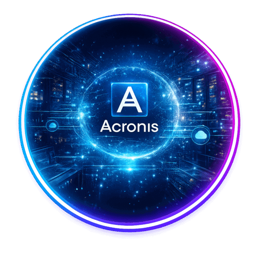 Logotipo de Acronis en un diseño digital que representa redes y protección de datos Logotipo de Acronis en un diseño digital que representa redes y protección de datos